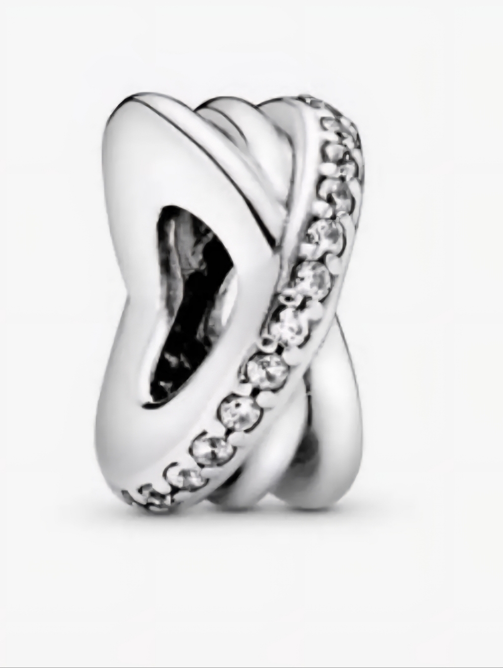 Auth. Pandora Sparkling & Polished Lines Spacer Charm In Sterling Silver - Picture 1 of 5